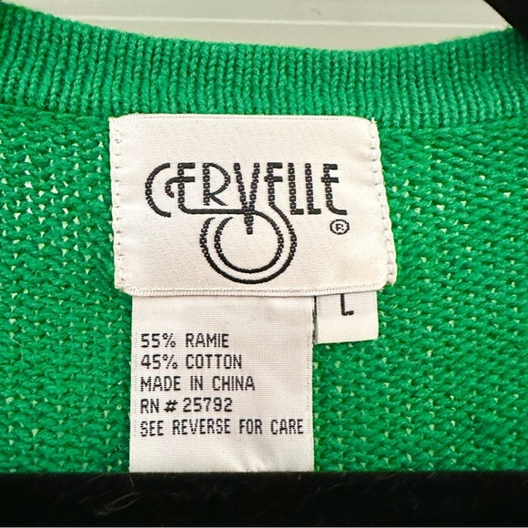 Cervelle Vintage Beaded Pearl Embellished V Neck Cardigan Sweater Kelly Green - Picture 5 of 6